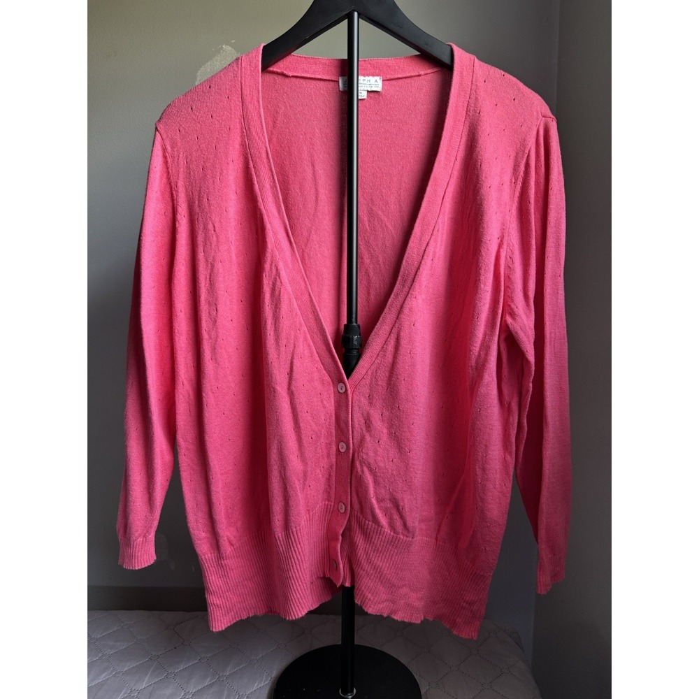 Joseph A. Pink‎ Cardigan Sweater V-Neck Button Front Womens XL 60% Cotton